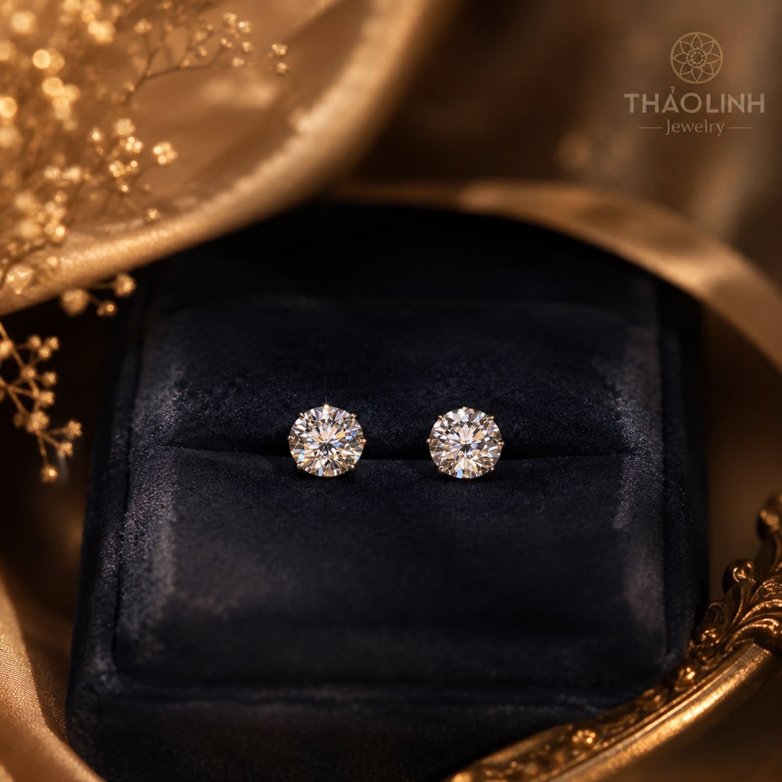 Bông Tai Nụ Solitaire Kim Cương Nuôi Cấy 6ly3 Nước D - Vàng 14K