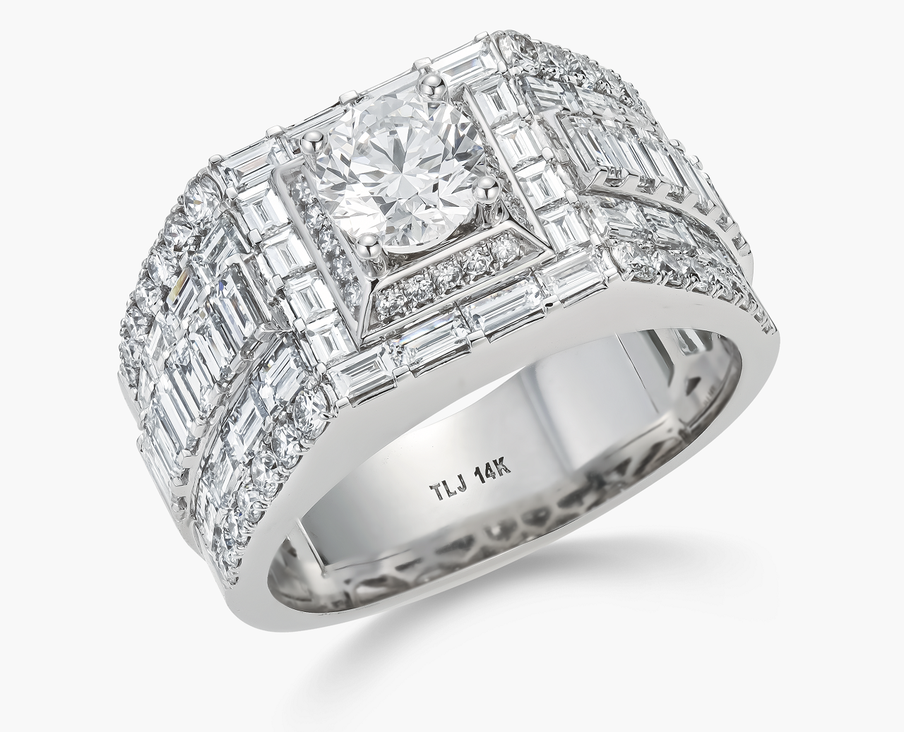 Nhẫn Nam Long Ấn - Kim cương nuôi cấy 6ly3 nước D vàng trắng 14K