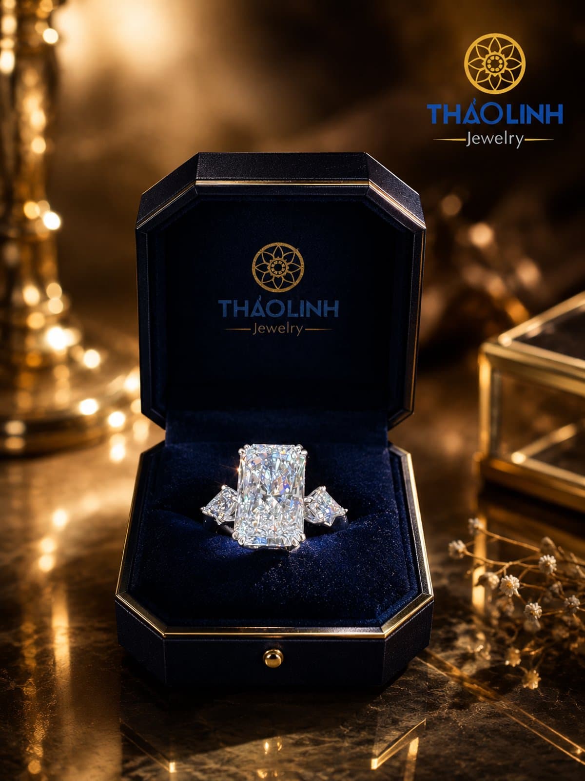 Nhẫn Vĩnh Hằng - Kim cương nuôi cấy Radiant 3.9 carat