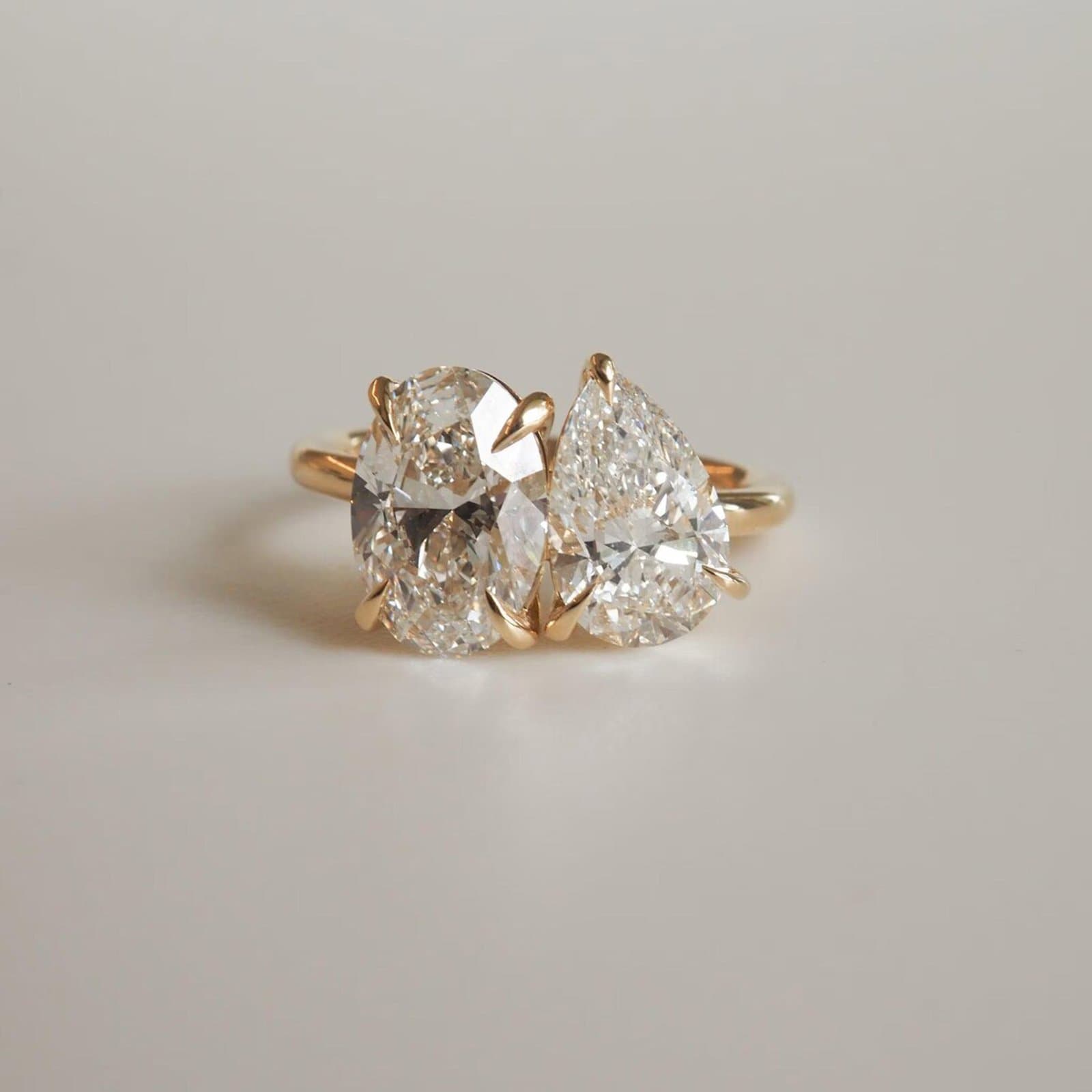 Nhẫn Cầu Hôn Toi Et Moi Kim Cương Nuôi Cấy Oval & Pear - Vàng Vàng