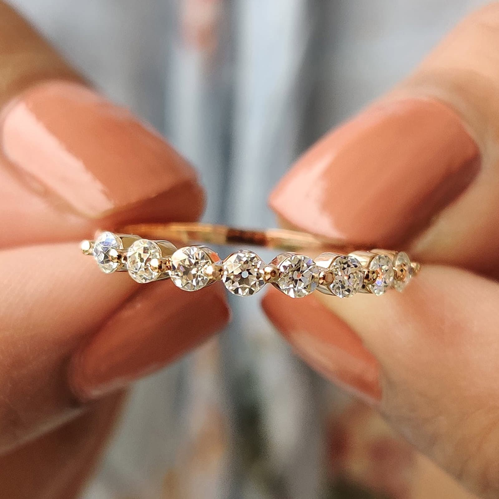 Nhẫn Nữ Kết Kim Cương Nuôi Cấy 2ly Chấu Chia - Vàng Hồng 14K